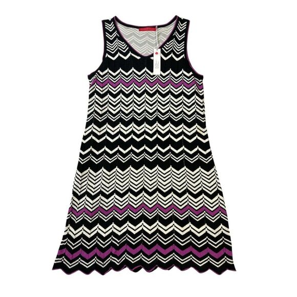 Krimson Klover Dresses & Skirts - Krimson Klover Chevron Print Knit Sleeveless Dress Women's sz XL NWT Black White